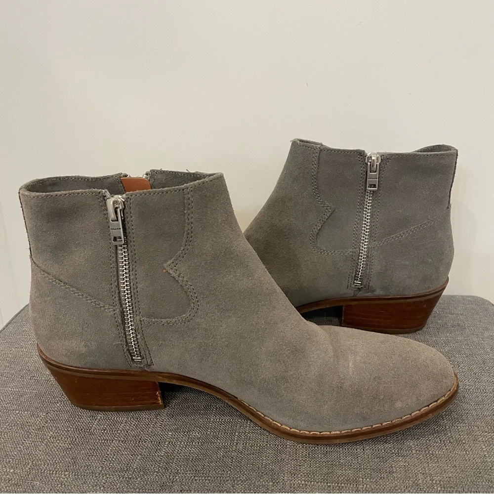COACH Dani Suede Ankle Boot Western Style - Gray Size 8.5 - Picture 9 of 13